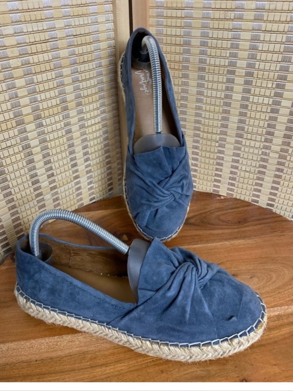 Crown Vintage Hermosa Bow Espadrille Blue Suede Size 8